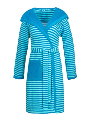 Bademantel ''Striped Hoody'' in Türkis/ Blau