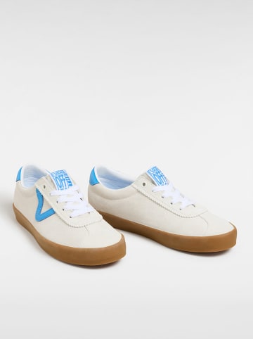 Leren sneakers ''Sport Low'' crème/lichtblauw