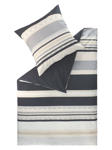 Renforcé-Bettwäsche-Set "Stripe" in Grau/ Schwarz