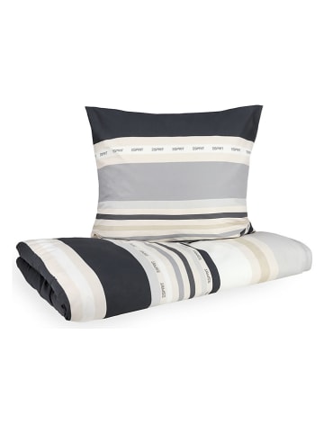 Renforcé-Bettwäsche-Set "Stripe" in Grau/ Schwarz