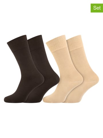 2er-Set: Socken in Braun/ Beige