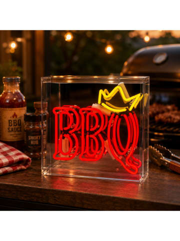 Lampa neonowa "BBQ" w kolorze pomarańczowo-żółtym - 25 x 25 x 10,5 cm