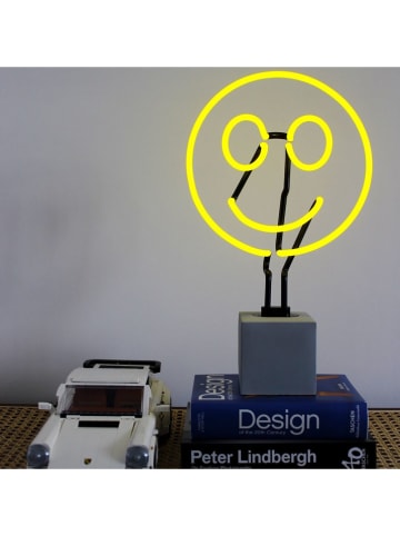 Neonowa lampa dekoracyjna "Smiley" w kolorze żółtym - 23 x 34 x 9 cm