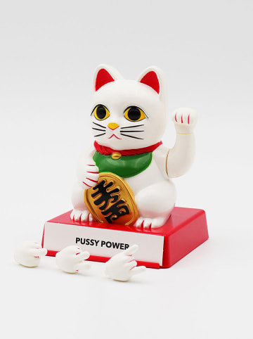 Interactief decoratief figuur Cattit. wit/rood - (B)9,8 x (H)12,6 x (D)9,5 cm