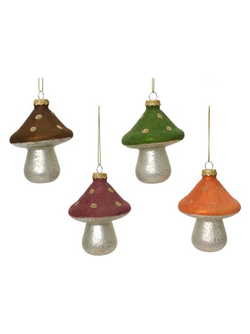 Christbaumornamente "Pilz" in Weiß/ Bunt - 12 Stück