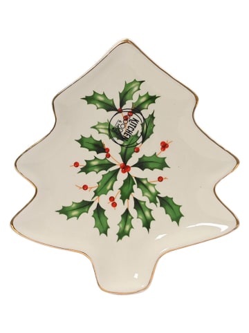 Servierplatte in Creme/ Grün - (L)15 x (B)13,5 cm