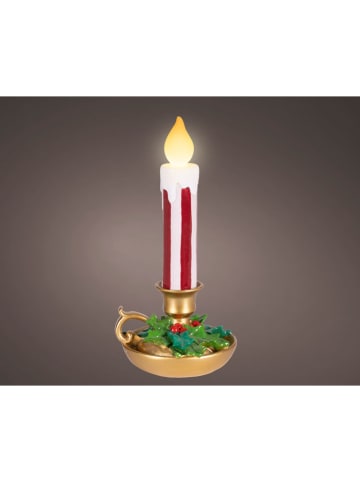 LED-Dekoleuchte "Kerze" in Gold/ Weiß/ Rot - (B)11,6 x (H)24 x (T)11 cm