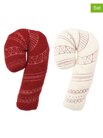 2er-Set: Kissen in Rot/ Creme - (L)46 x (B)27 cm