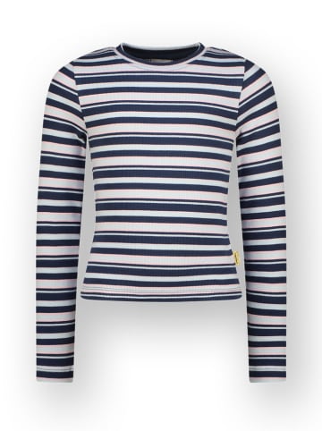 Longsleeve in Dunkelblau/ Weiß
