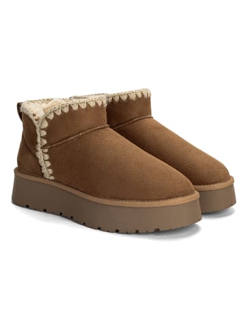 Botki zimowe "Baklava" w kolorze brązowym