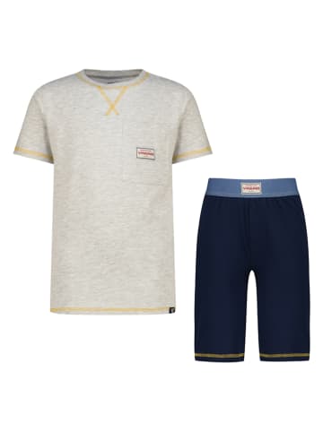 Pyjama in Grau/ Dunkelblau