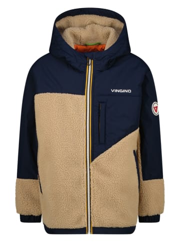 Fleece vest "Tayaw" lichtbruin/donkerblauw