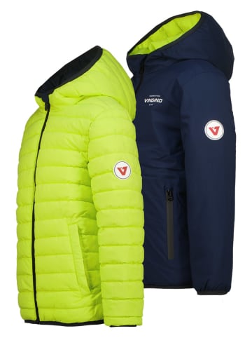 Omkeerbare tussenjas donkerblauw/neongeel