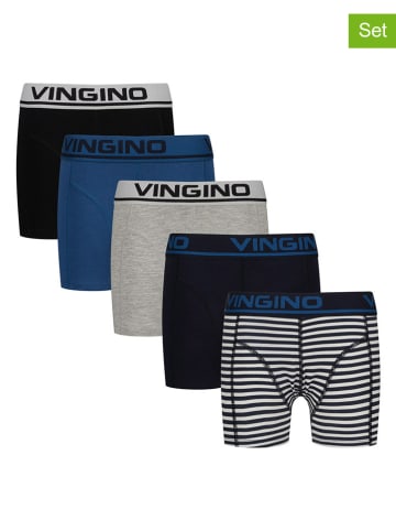 5er-Set: Boxershorts in Blau/ Grau/ Dunkelblau