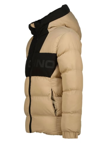 Doorgestikte jas beige/zwart