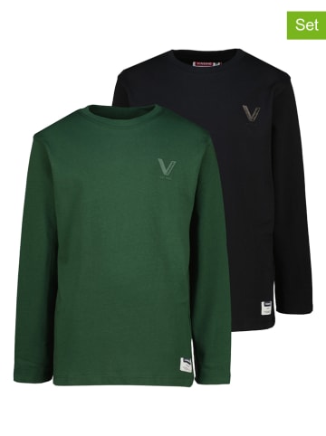 2-delige set: longsleeves zwart/groen