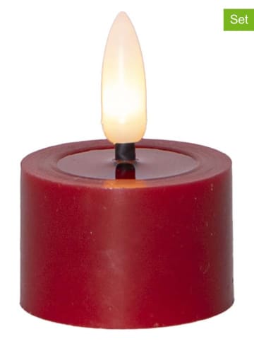2-delige set: ledwaskaarsen rood - (H)4 x Ø 5 cm