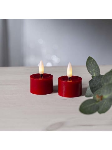 2-delige set: ledwaskaarsen rood - (H)4 x Ø 5 cm
