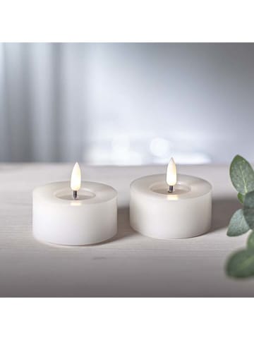 2er-Set: LED-Wachskerzen in Weiß - (H)5,5 x Ø 7 cm
