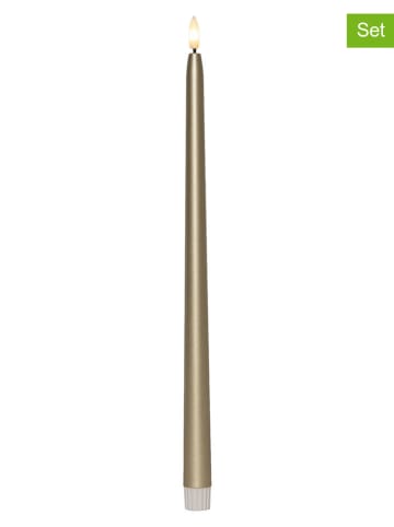 Świece LED (2 szt.) "Flamme Metal" w kolorze złotym - wys. 39 x Ø 2,1 cm