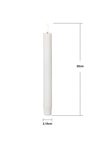 Świece LED (2 szt.) "Flamme Stripe" w kolorze białym - wys. 25 cm