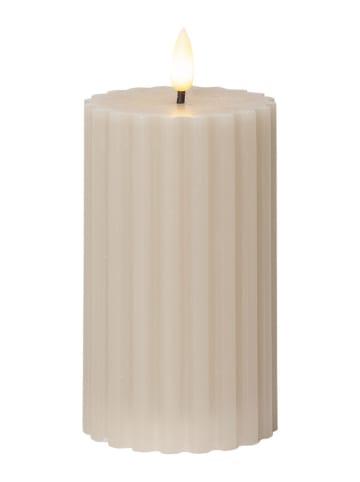 Ledwaskaarsen "Flamme Stripe" beige - (H)15 cm