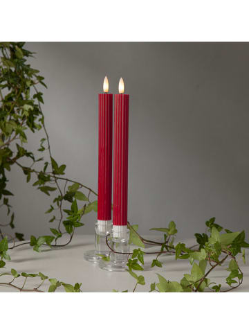 2-delige set: ledwaskaarsen "Flamme Stripe" rood - (H)25 cm