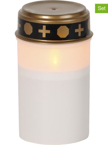 4-delig set: ledgrafkaarsen "Serene" wit/goudkleurig - (H)12 x Ø 7 cm