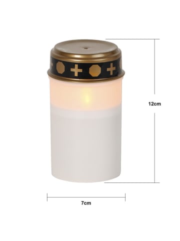 4-delig set: ledgrafkaarsen "Serene" wit/goudkleurig - (H)12 x Ø 7 cm