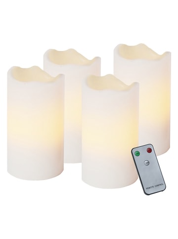 4-delige set: Led-waskaarsen "Advent" wit - (H)10 x Ø 5 cm