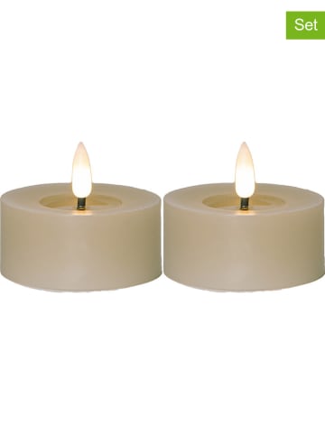 2-delige set: ledwaskaarsen "Flamme Flow" beige - (H)7 x Ø 5,5 cm