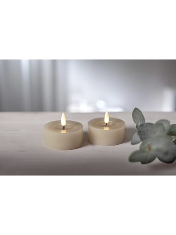 2er-Set: LED-Windlicht "Flamme Flow" in Beige - (H)7 x Ø 5,5 cm