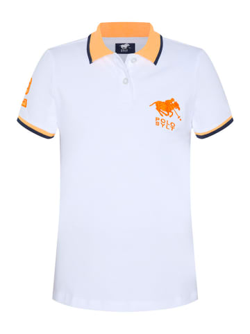 Koszulka polo w kolorze biało-pomarańczowym