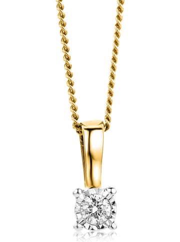 Gouden ketting met diamanten hanger - (L)45 cm