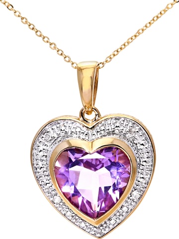 Gouden ketting met diamanten hanger - (L)46 cm