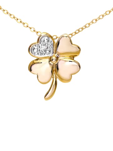 Gouden ketting met diamanten hanger - (L) 46 cm