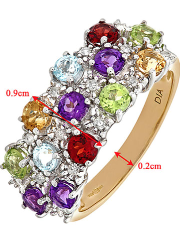 Gouden ring met diamanten en edelstenen
