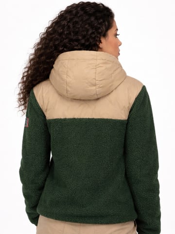 Fleecejacke "Techic" in Dunkelgrün/ Beige