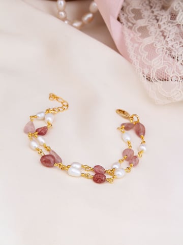 Vergulde armband met edelstenen en parels