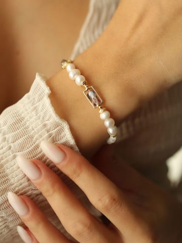 Vergulde armband met edelstenen en parels