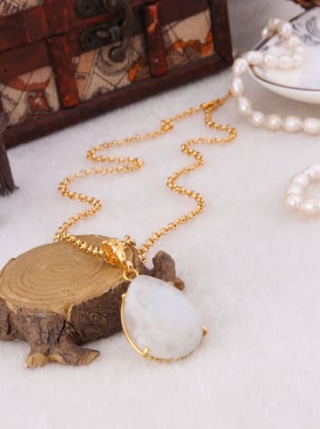 Vergulde ketting met edelsteen - (L)50 cm