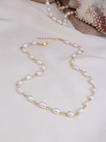 Vergulde ketting met parels - (L)43 cm
