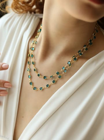 Vergulde ketting met kristallen - (L)45 cm