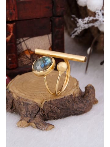 Vergulde ring met edelsteen