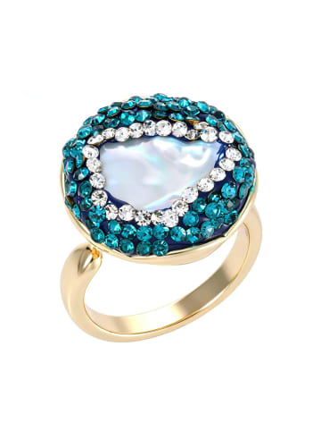 Vergulde ring met edelstenen