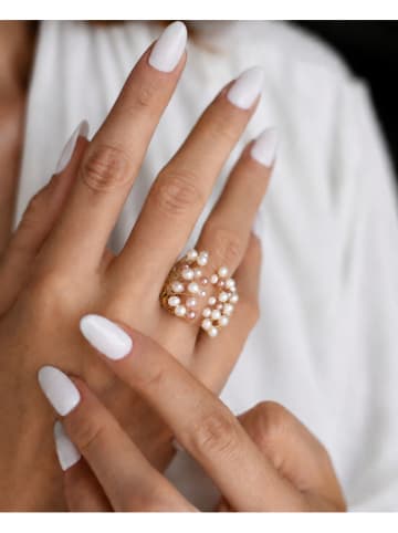 Vergold. Ring mit Perlen