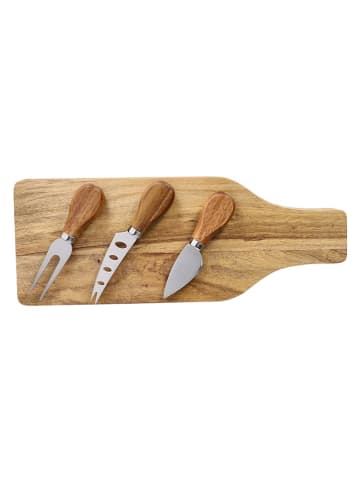 4tlg. Käse-Servier-Set in Hellbraun