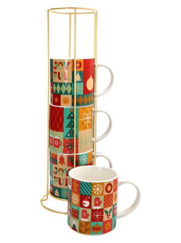 5tlg. Set: Tassen ''Xmas Wrap'' in Bunt - 370 ml