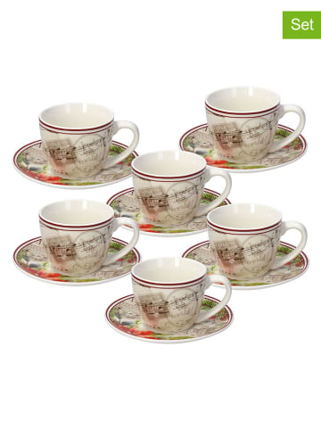 6er-Set: Kaffeetassen "Iris Sinfonia" in Beige/ Grün - 80 ml