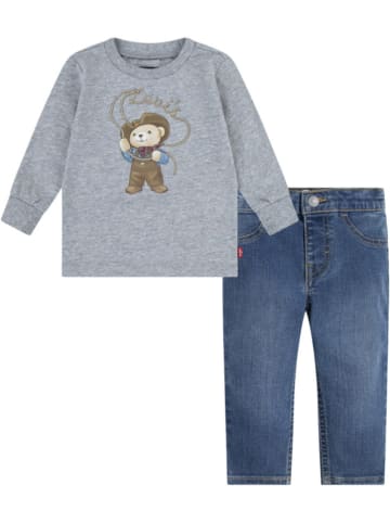 2tlg. Outfit in Grau/ Blau